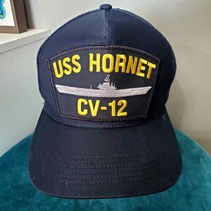 Vintage USS Hornet CV-12 US Navy USN Adjustable Hat Cap Blue USA Made Snapback